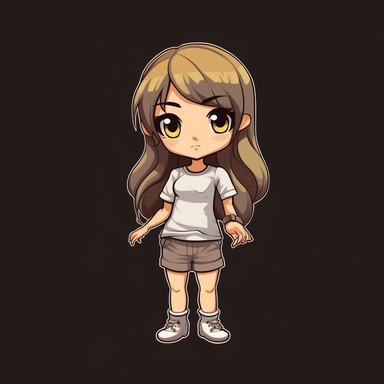 front view of an animated girl standing wearing tshirt character design, full body, drawing a face in maximum quality, high-quality drawing of the face,clipart, full Illustration, 4k, sharp focus, smooth soft skin, symmetrical, detailed face, concept art, style fairy tales, chibi kawaii, . Octane rendering, 3d, perfect face, detailed face, delicate face, perfect sharp lips, detailed eyes.