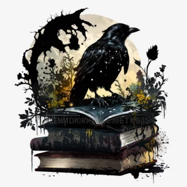 dark magic book, pagan clipart, in a winslow homer style.. whie backgrond