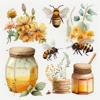 Bee clipart,happy kids bee,smile, Watercolor Cute Bee, Bee Hive - Flowers - Honey Stick - Bee Keeping - Honey Pot Honeycomb - Beehive Smoker - Beehive Frame - Flowers - Honey Jar, hd, on white background ar 3:2 s 1000 v5