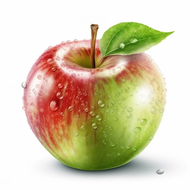 the cut apple is photorealistic, clipart