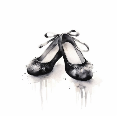 watercolour black ballet shoes hd clipart white background