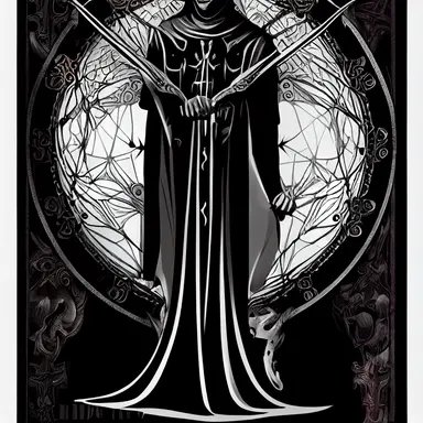 medieval character concept, black cloaked mercenary, representing death, feminine form, png, png cut out, dark blacks, intricate detail, symmetrical design clipart,