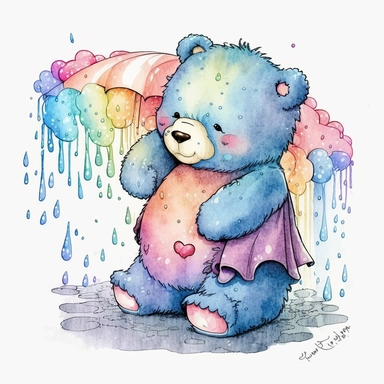 watercolor clipart of Care bear