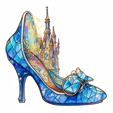 watercolor intricate glass slippers Cinderella clipart