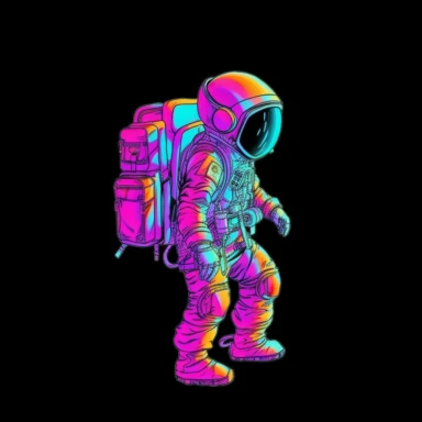 a child as astronaut with a backpack instead of a jetpack,Vaporwave, clipart set, black background