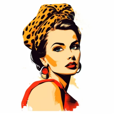 woman with leopard print headband clipart