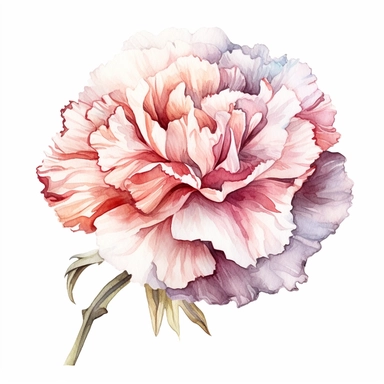 Carnation flower, water color style, clipart, white background