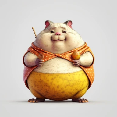 obese mouse with too much fat, clipart style, high detailed, color contrast, Super-Resolution