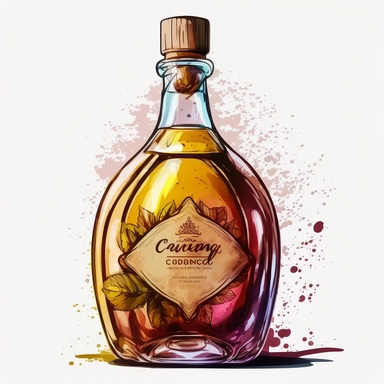 Cute Beautiful alcohol bottle Watercolor Clipart,Cartoon,hyper realistic, intricate detail, illustration style,high solution,on the white background