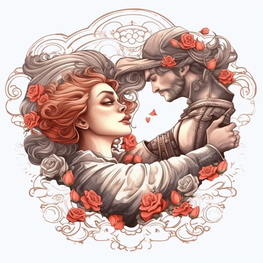 SAINT VALENTINE'S DAY clipart , original hand drawing, style of the artwork, mood of the aartwork, white background, 8K quality, ultra detailed , clipart, white background, High Quality, ultra detailed