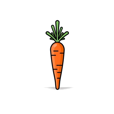 cute cartoon Style,simple one line drawing carrot clip art Graphic icon with white background