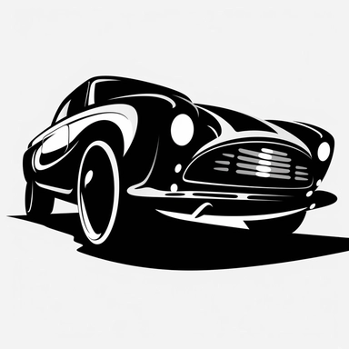 modern car clip art, black and white, very simple, logo design, clip art, modern car