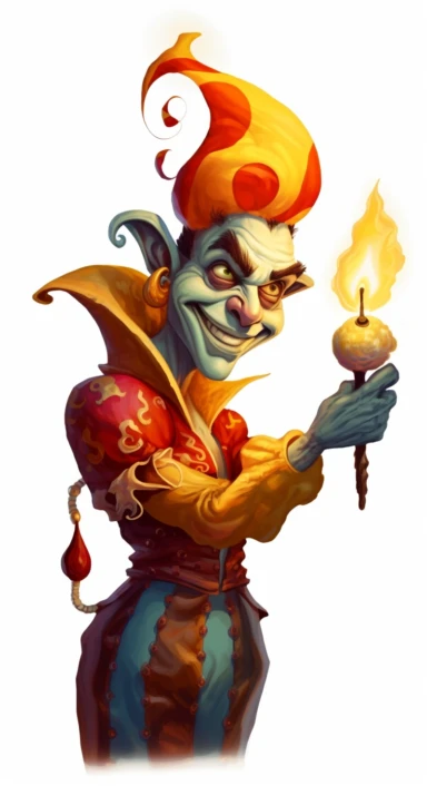 an attractive jester holding a flaming torch jester stock cartoons, illustrations & clipart, in the style of playful visual puzzles, high resolution, caricature faces, primary colors, candid, folk/naïve:, sketchfab