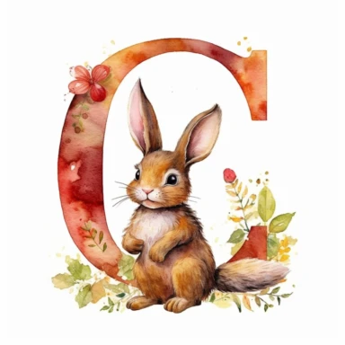 a beautiful one of the kind watercolor clipart featuring a letter Q with a cute bunny, in the style of delicate watercolors, wallpaper, 32k uhd, hand-painted details, oshare kei, wimmelbilder, joyful celebration of nature, close up, isolated on white plain background