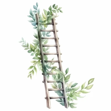 foliage ladder , watercolour clipart, white background