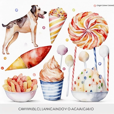 carndogs, food, carnival, watercolour, all white background watercolour watercolor,all white background, clipart