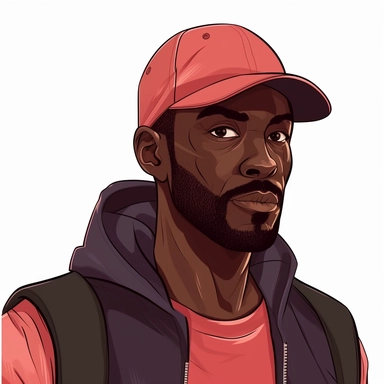 Black man wearing a baseball cap Clipart