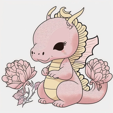 Cute Baby Pink DragonChinese Wear Chinese New Year line art clipart PNG, Clipart, Crafts Card Making Transparent