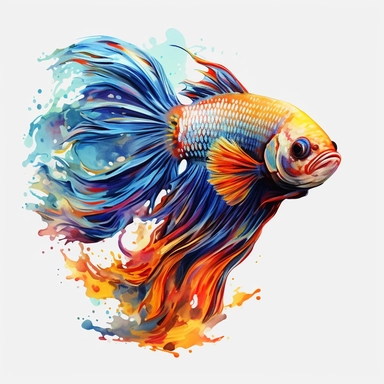 beta fish, creative shiny, super resolution, Pshycedelic PNG, Graffiti, Clipart, watercolor, realistic, 8k