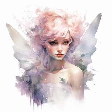 Fairy, clipart, intense white and deep pastel colors, dnd, watercolor, no background, isolated on a white background, self contained, well defined edges, by amy sol and magali villeneuve and susan bourdet and ross tran, spaced out, glowy, intricate, 8k