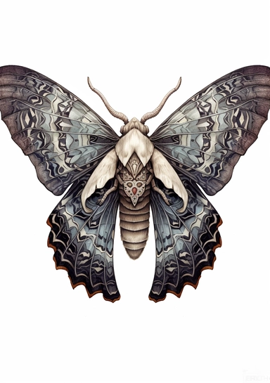 Skull Moth Clipart on white background, death's head moth, realistic, details, high resolutions, white background