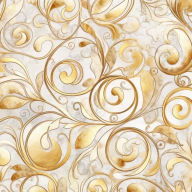 Seamless pattern, Swirl, clipart, Maggie Holmes style, with metallic gold overlays, Wwatercolor, individual elements, vintage ivory background, — tile