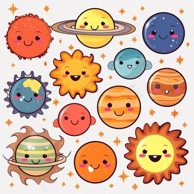 Solar system clipart commercial use, planets vector graphics, Space clipart, kawaii clip art