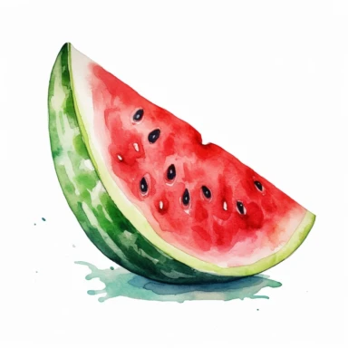 watercolor colorful clipart of a juicy watermelon slice, hd, on white background