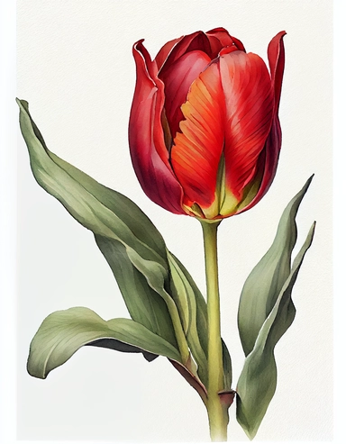 detailed watercolor art large garden red tulip bulb no leaves , isolated on white background, clipart