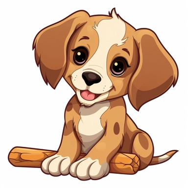 cute dog puppy with a food bone clipart