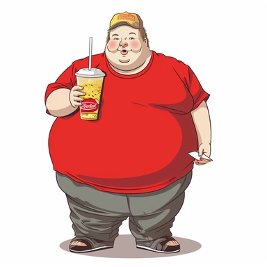 A fat American man made out of McDonalds fast food, clipart illustration, clear, crisp, smooth, with white background