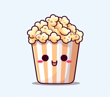 kawaii popcorn clipart, in the style of tokina opera 50mm f/1.4 ff, witty and clever cartoons, petcore, animated gifs, angura kei