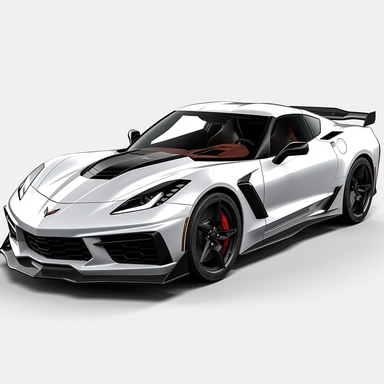 2023 Chevrolet corvette zr1, clipart, white background, portrait, realistic