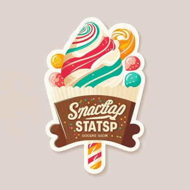 vector sticker design, Christmas Candy Shop clipart, white background, flat colors