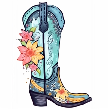 beautiful designer female cowboy boot watercolor vector clipart on a white background, fit on page