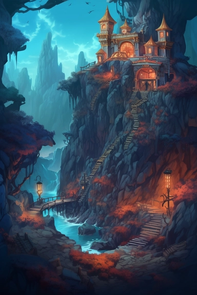 realistic clipart of enchanted curse landscape, digital painting