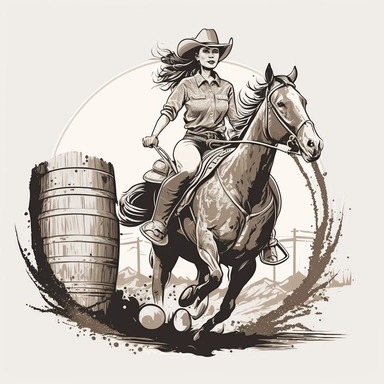neutral colors,illustration,minimalist,western,barrel race,line clipart style,
