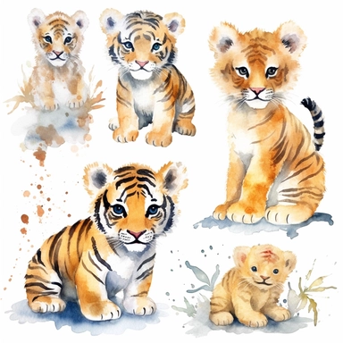 tiger Watercolor Clipart, Cute Baby Shower Graphics