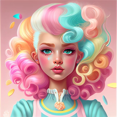 energizing colorful cartoon barbi doll princess clipart , simple, cute, happy, art, crafty, pattern, psychedelic , groovy , hi-res contrast