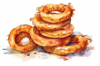 watercolor mcdonalds onion rings clipart, HD, isolated white background, spaced out