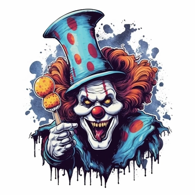 Spooky Clown Terrifier Halloween Clipart isolated on white background