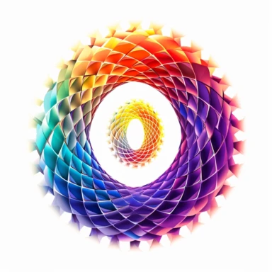 infinity fractal clipart, vibrant chakra colors, on white background