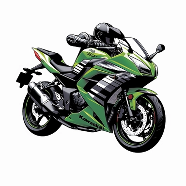 free vector kawasaki ninja, vector free, vector png, car clipart, in the style of quirky manga art, automatic drawing, 2d game art, cliff chiang, andy singer, flickr, hand-drawn animation, digital art techniques, white background