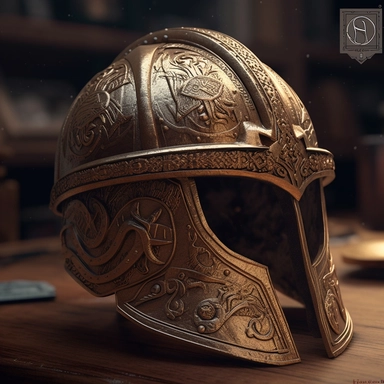 a clipart logo showing a photorealistic gladiator helmet from the front, facing the viewer, 4k, very detailed with filigrane runes