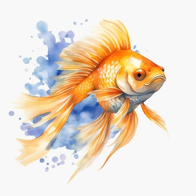 Watercolor gold fish clipart, hd, high detailed, spaced out, Anime style delicious milkshake, white background, digital painting, , lovely style, simple watercolor, white background, art watercolor, highly detailed, watercolor