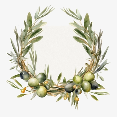 with white background, art Watercolor, Watercolor Border and Frame Olive Branches floral clipart, hd, high detailed, muted olive green and dark green, accented with hints of silver or gold for the leaves, delicate petals, pastel, muted, soft, subtle, romantic, dreamy, ultra details, high resulution, dynamic lighting, rendering, photo realistic, lightroom gallery, cinematic lighting