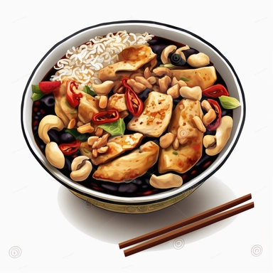 clipart Kung Pao Chicken Chinese food, white background
