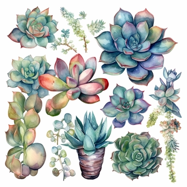 watercolor clipart succulents
