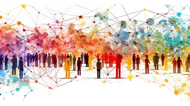 social network connection concept, community, white background, pixar style clipart, intricate, colorful, rainbowcolor, pop