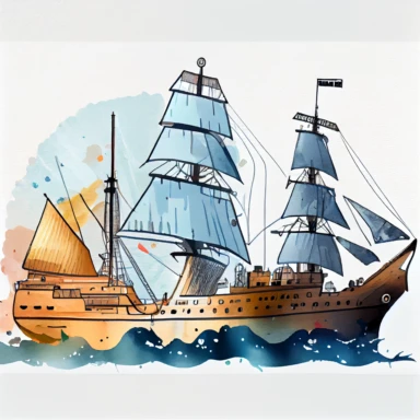 Navy ship clipart, watercolour style, high resolution, white background, 4k, vector illustration